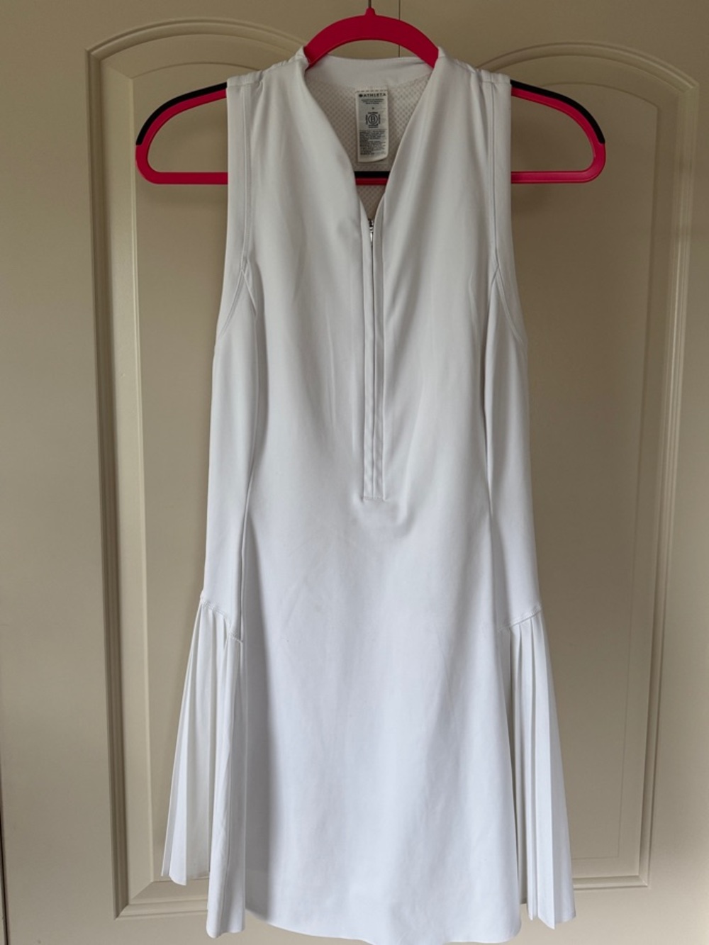Athleta White Sleeveless Zip-Front Mini Dress